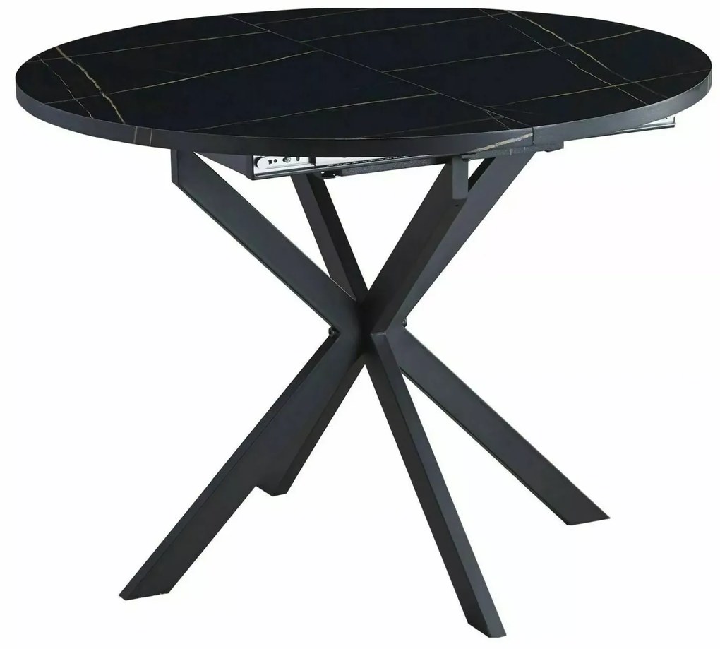 Kinyitható étkezőasztal GASTON 100(135)X100 cm, fekete márvány dekoráció