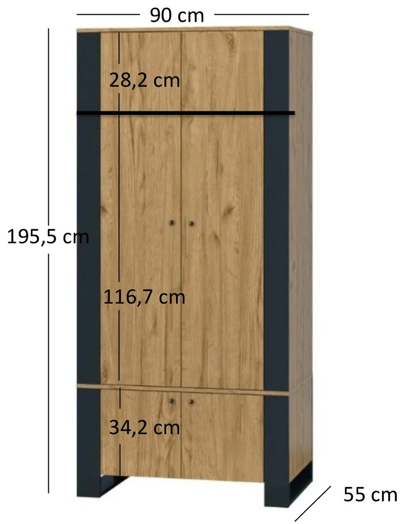 Ruhásszekrény Wayne (arany craft tölgy). 1053387