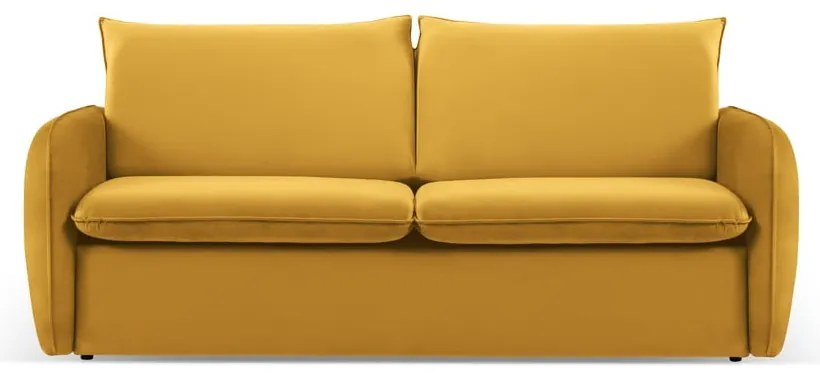 Mustársárga bársony kinyitható kanapé 214 cm Vienna – Cosmopolitan Design