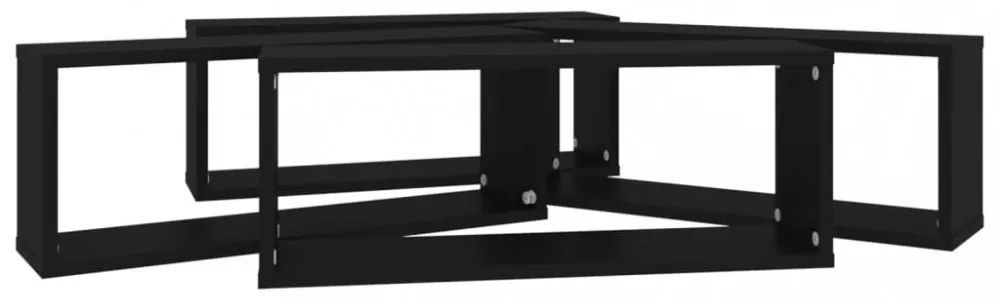 4 db fekete szerelt fa négyszögű fali polc 60 x 15 x 23 cm