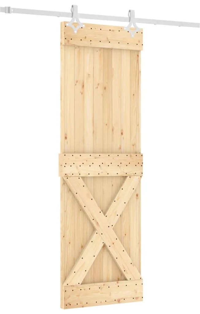 Tömör fenyőfa tolóajtó fémszerelék szettel 70 x 210 cm