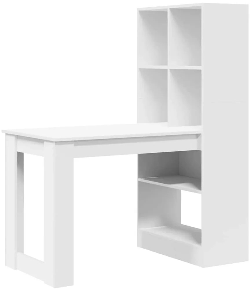 Asztal polcokkal tárolóval Fehér 122 x 67 x 145 cm Faanyag