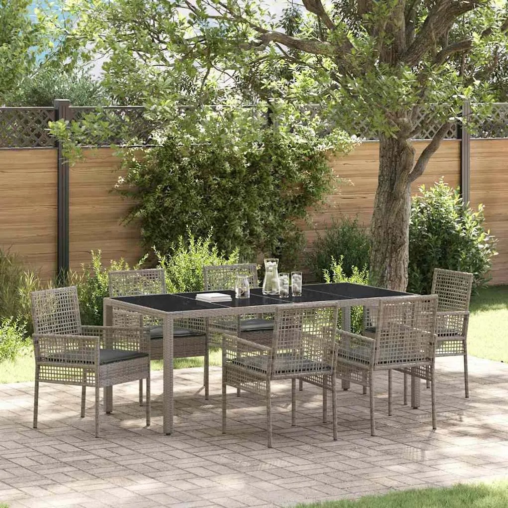 vidaXL Kert étkező szett 7 pcs Szürke polirattan