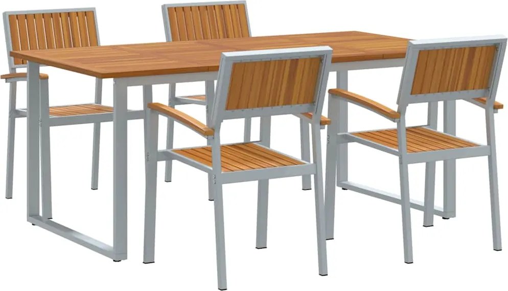 vidaXL Kert étkező szett 5 pcs Szürke Tömör Akácfa