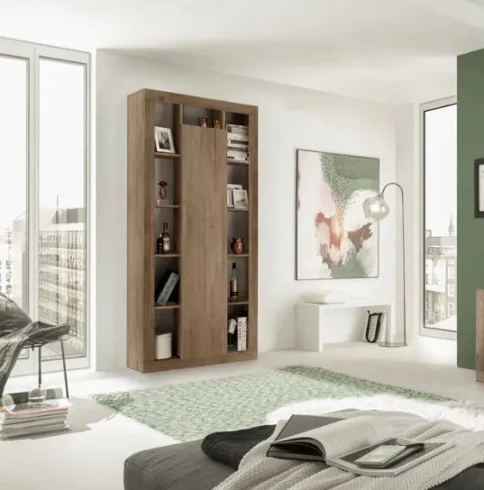 RIMINI könyves- és tárolószekrény, egyajtós – Mercure tölgy