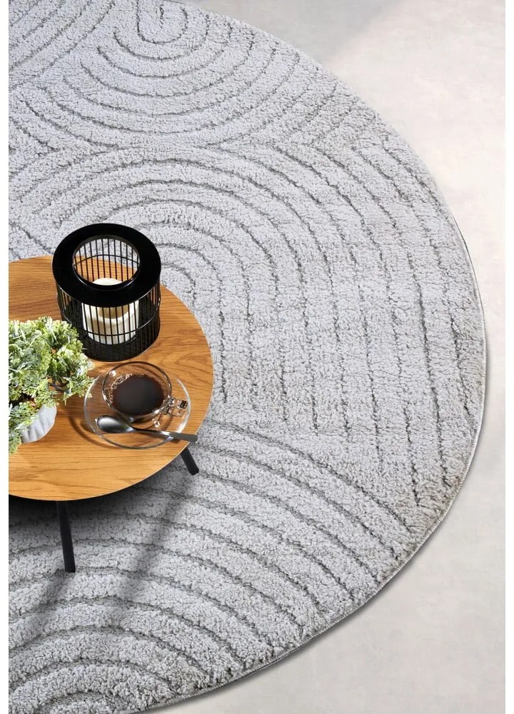 Világosszürke kerek szőnyeg ø 160 cm Panglao New York Light Grey – Elle Decoration