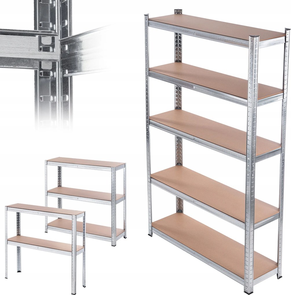 Fém Garázs Tároló Állvány 5 Szintes 180x90x30cm 875KG