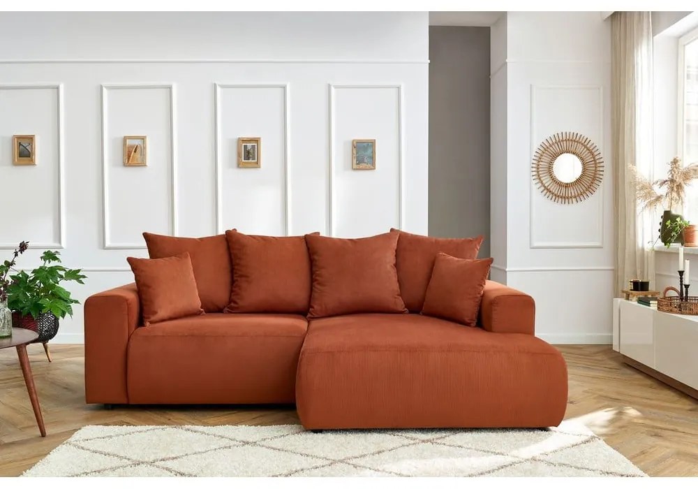 Narancssárga bársony sarokkanapé Enjoy – Bobochic Paris