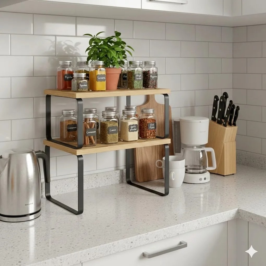 2 db MARZO konyhai Polc szett, artisan tölgy/fekete