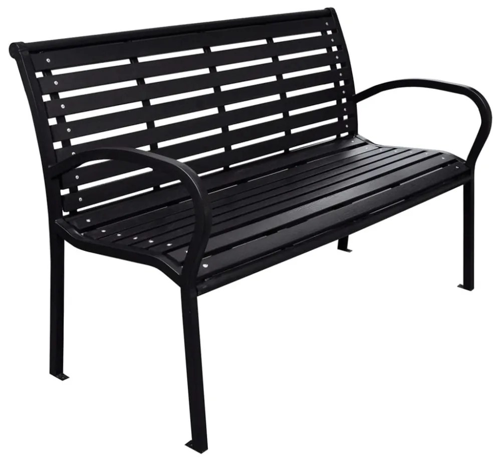 fekete acél és WPC kerti pad 116 cm
