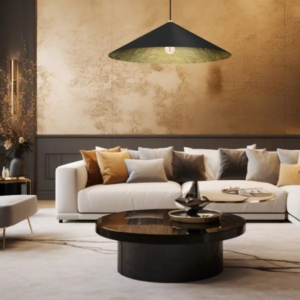 Csillár zsinóron FUJI 1xE27/60W/230V átm. 90 cm fekete/arany