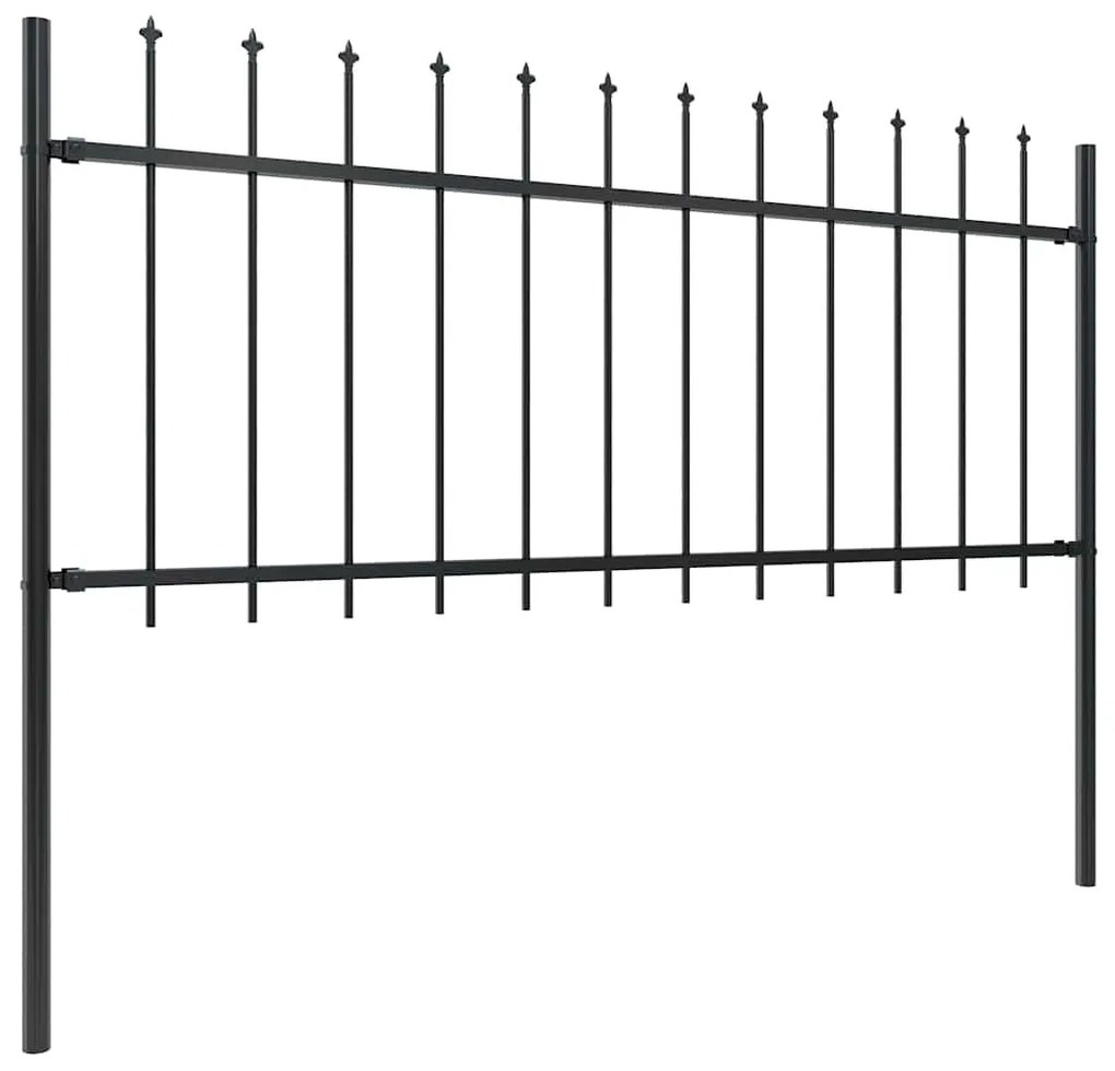 vidaXL fekete acélkerítés lándzsás tetejű 1603,5 x 80 cm