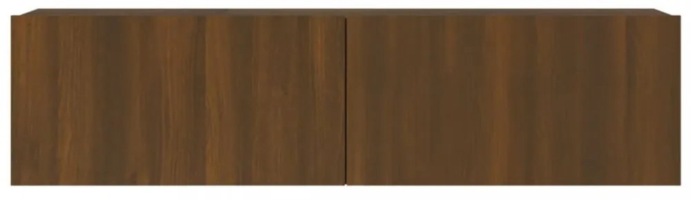 barna tölgyszínű szerelt fa fali TV-szekrény 120 x 30 x 30 cm
