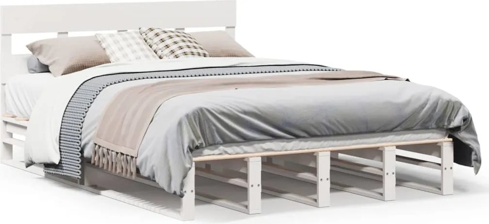 vidaXL fehér tömör fenyőfa ágy matrac nélkül 140 x 200 cm