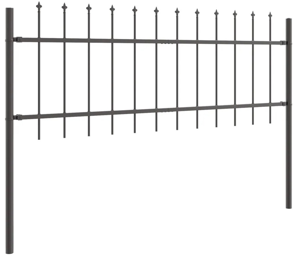 Kerti kerítés lándzsás tetejű, szürke, 6,8x0,6 m, acél