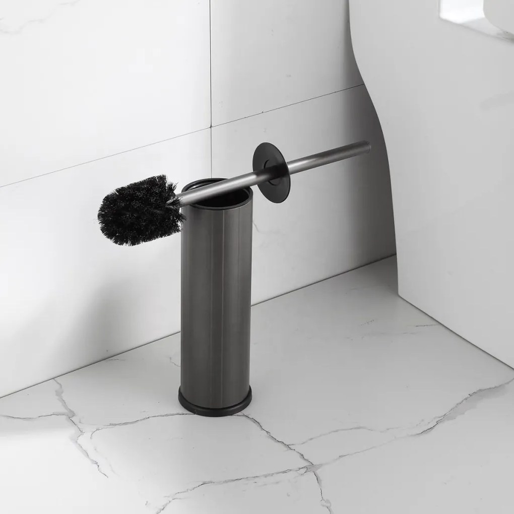 Viva NERO WC-kefe tartó - hengeres - GUN METAL - fürdőszobai kiegészítő
