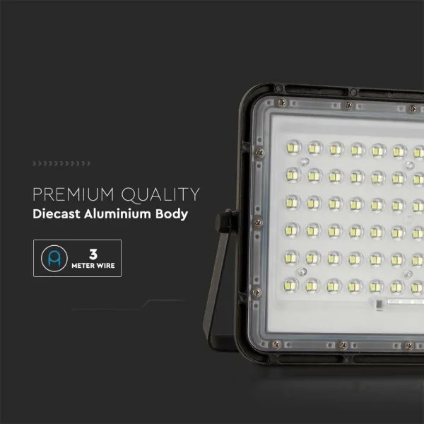 LED Kültéri napalemes reflektor LED/15W/3,2V IP65 6400K fekete + + távirányító