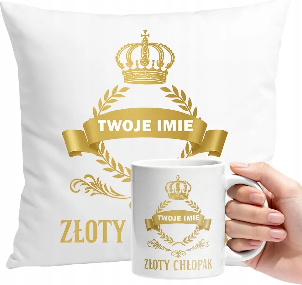 Bögre Szett Párna Arany Fiú Személyre Szabott Ajándék Szöveg