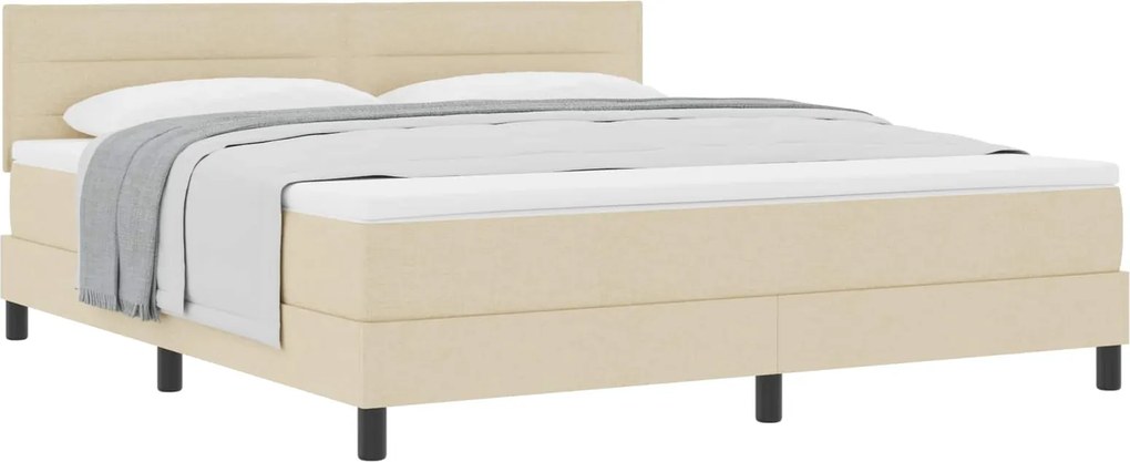 vidaXL Boxrugós ágy matracmal fejtámlával Krém 180 x 200 cm szövet