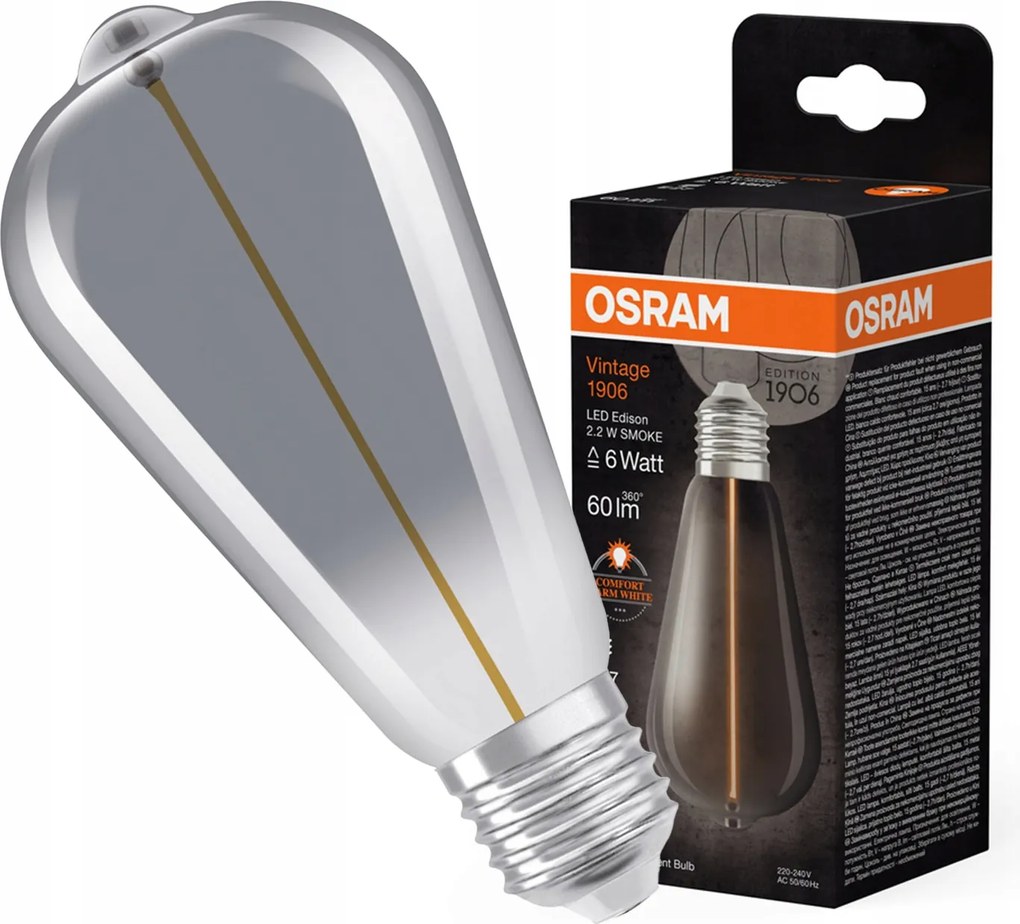 Led Dekoratív izzó ST64 Edison E27 2.2W Füst Filament Vintage 1906