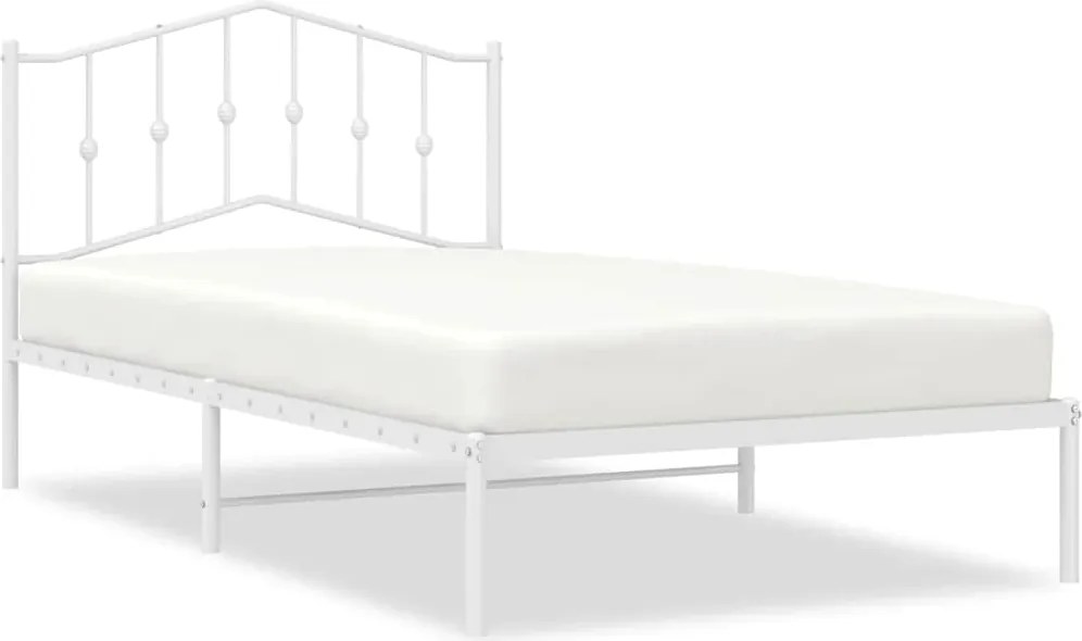 vidaXL fehér fém ágykeret fejtámlával 100x200 cm
