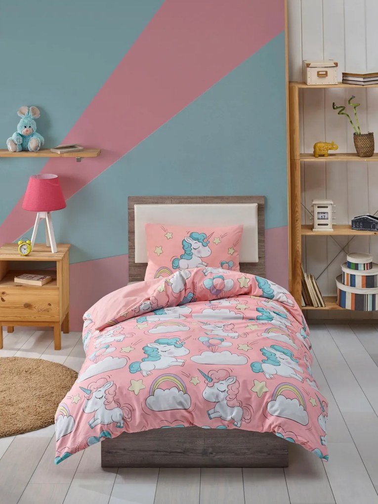 Unicornio egyszemélyes ágyneműhuzat garnitúra, rózsaszín