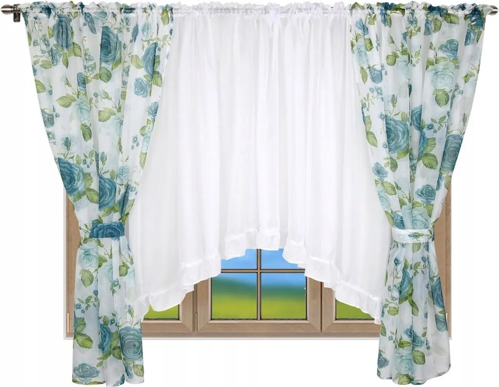 Függöny Kész Szicília Virágok 500x160 Fátyol