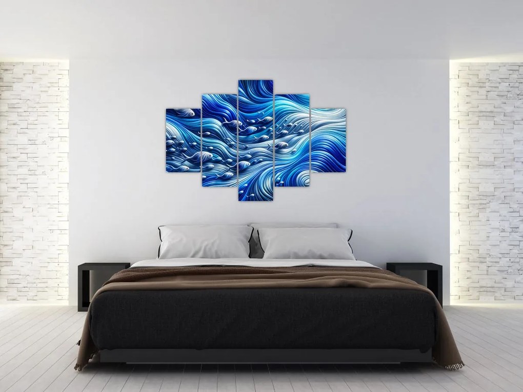 Kép – Halak a hullámokban (150x105 cm)