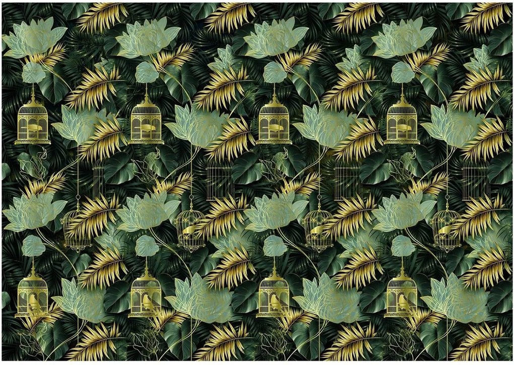 Fotótapéta levelek madárkalitka monstera 368