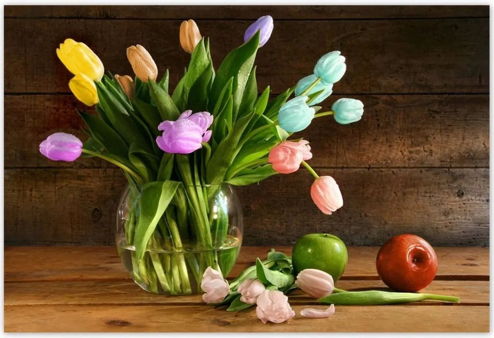 Poszterek 155x105 Csokor Színes tulipánok