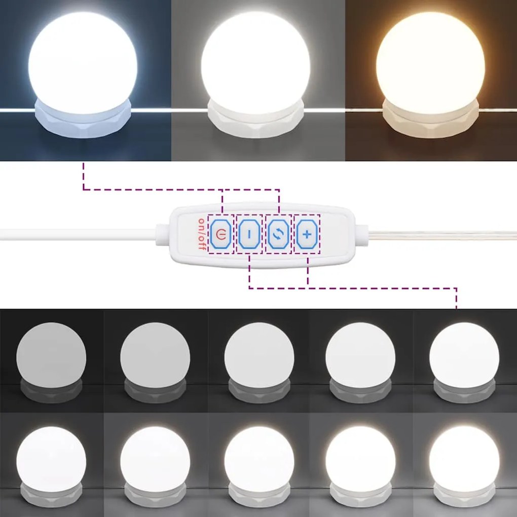 Betonszürke tükrös szekrény LED-ekkel 90 x 31,5 x 62 cm