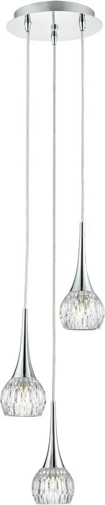 DAR LIGHTING LYA0350 LYALL Többágú Függesztett Lámpa Csiszolt Króm, Átlátszó G9 IP20
