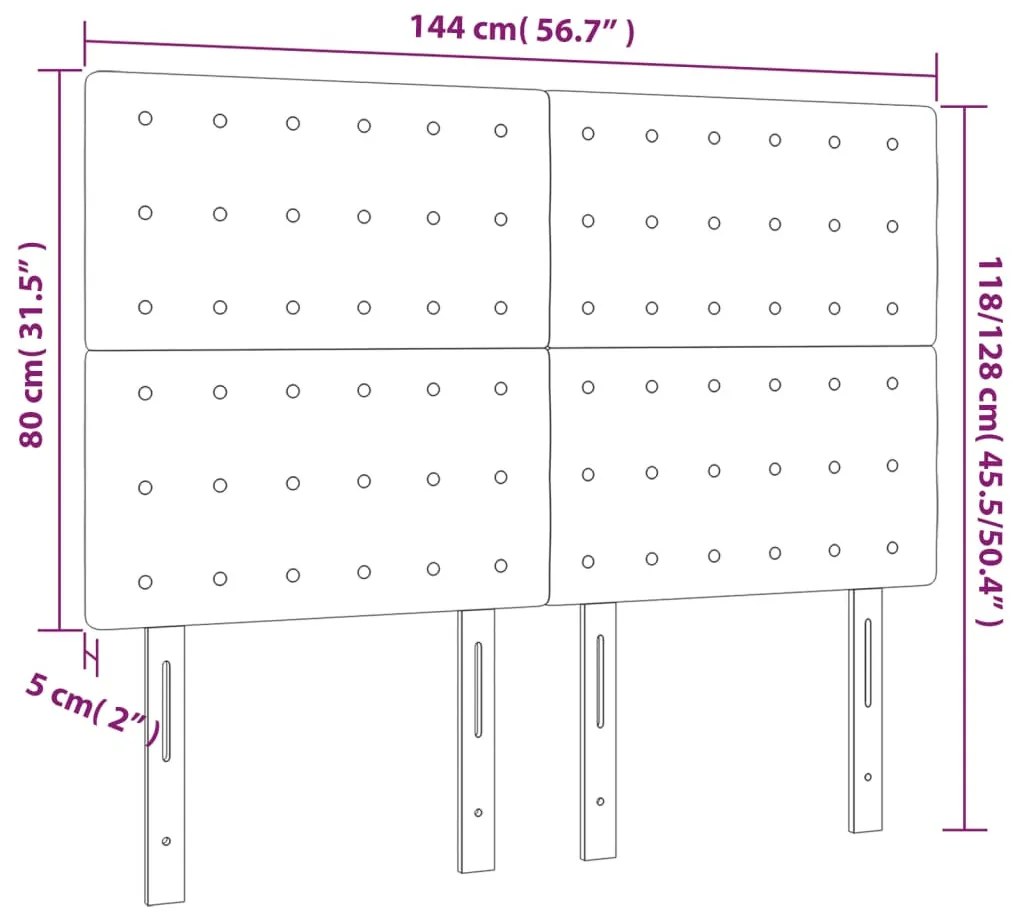 sötétzöld bársony LED-es fejtámla 144x5x118/128 cm
