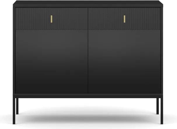Komód 2 ajtóval és 2 fiókkal fekete színben arany fogantyúkkal – MAGGIORE MA02