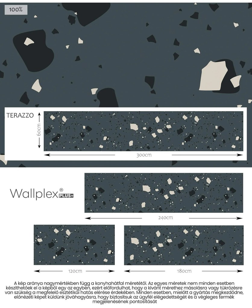 Wallplex konyhahátfal Terazzo 2 (Méret: 60x300)