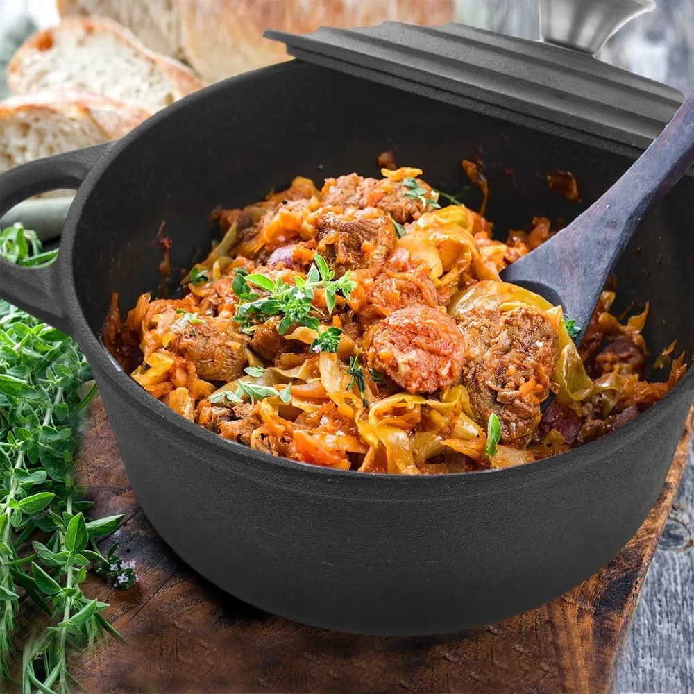 Indukciós tűzhelyhez alkalmas öntöttvas edény fedővel 4 l LITINA – Orion