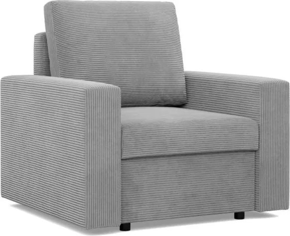 Zeus fotel, egyenes kartámasz, kordbársony, hab töltet, szürke