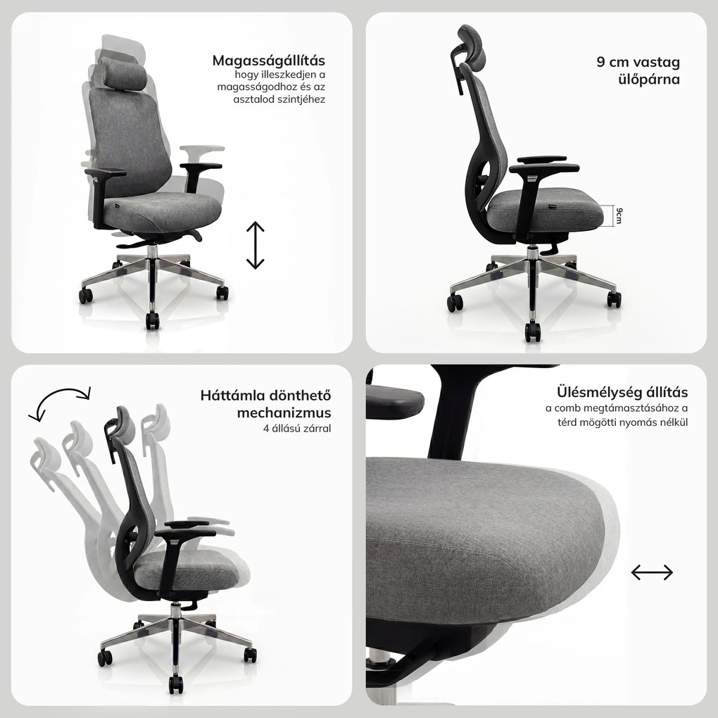Ergonomikus irodai szék sötétszürke AXIS