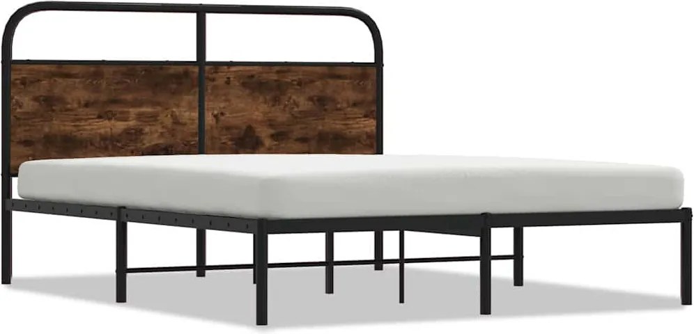 vidaXL ágykeret matrac nélkül 150x200 cm füstölt tölgy fűrészelt fa