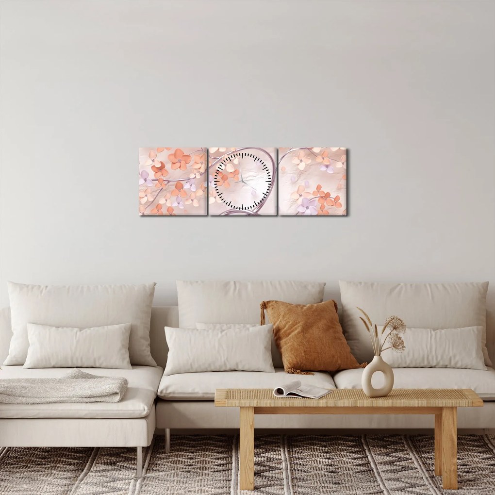 Koral virágok fája - absztrakt (órával) (90x30 cm)