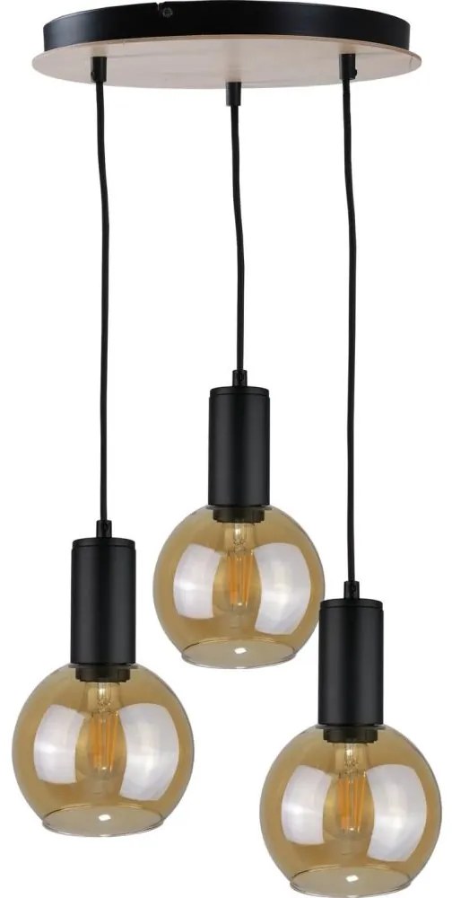 Csillár zsinóron JANTAR WOOD 3xE27/60W/230V á. 30 cm