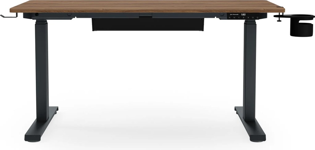 Elektromos íróasztal magasságállítással ergonomikus antracit/dió,1200x600 mm: ARIA