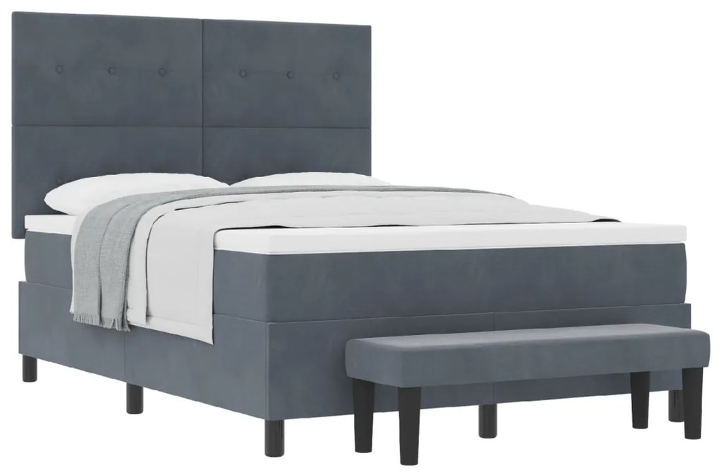 Box Spring Ágy Matrac és Pad Sötétszürke 140x190 cm Bársony