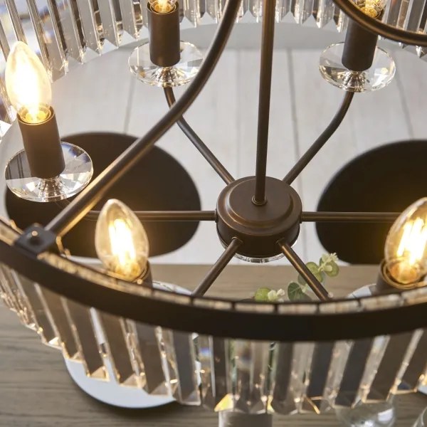 Endon 100711 - CHESTERFIELD láncra függesztett csillár 6xE14/6W/230V, Ø 55 cm, fekete