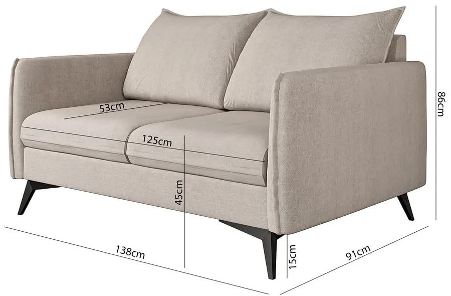 Bézs kanapé 138 cm Juli Bis – Ropez