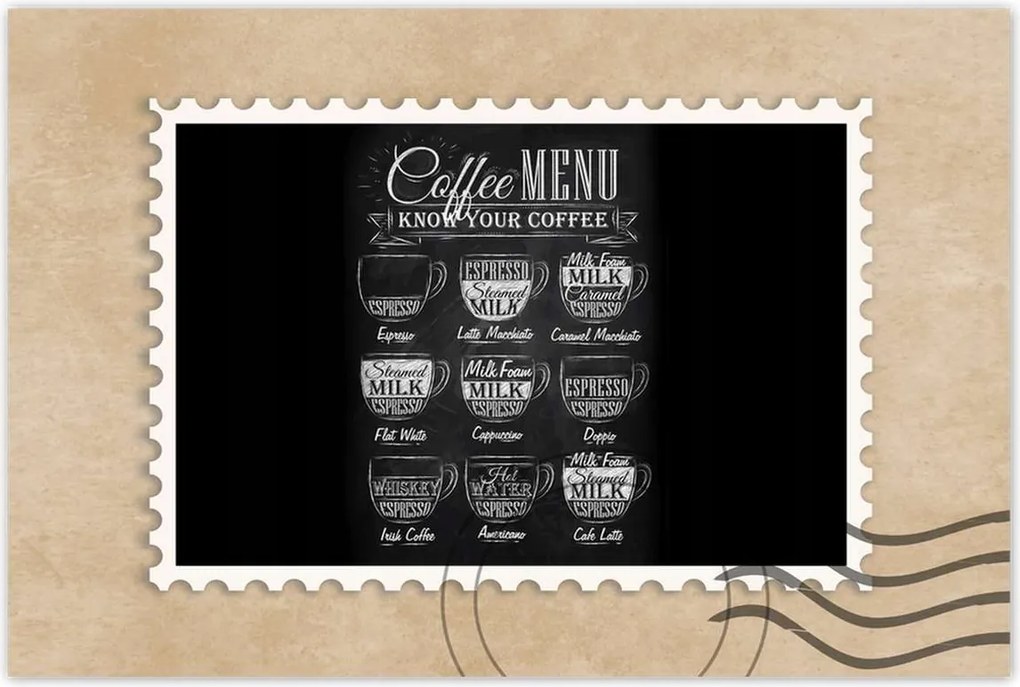 Poszterek 90x60 Cafee menü fekete alapon