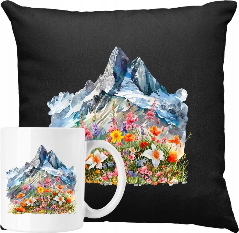 Bögre szett Párna hegyek mezei virágok természet Ötlet Ajándék