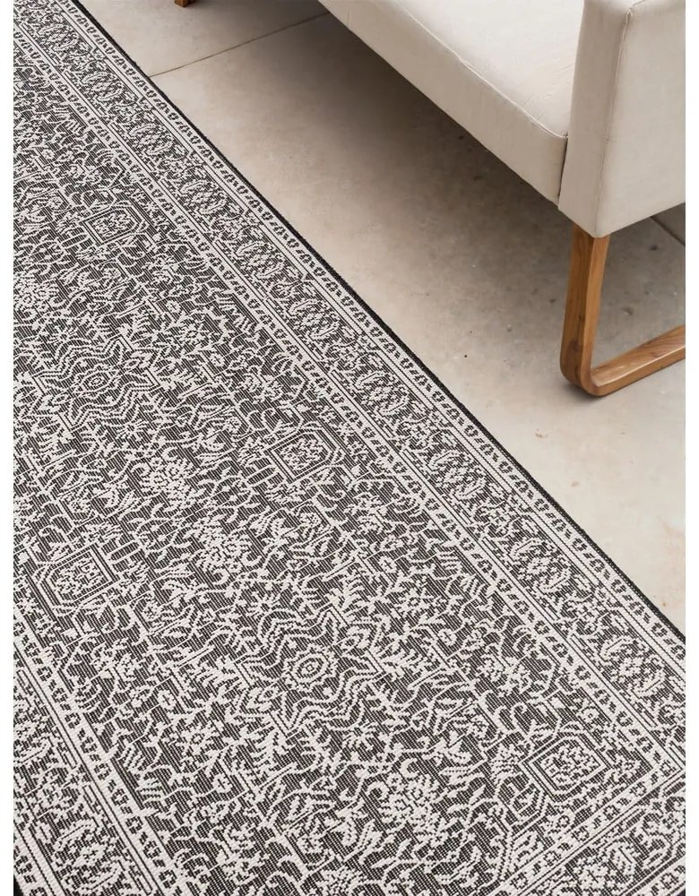 Fekete-fehér kültéri-beltéri futószőnyeg 80x250 cm Duet Kona – NORTHRUGS