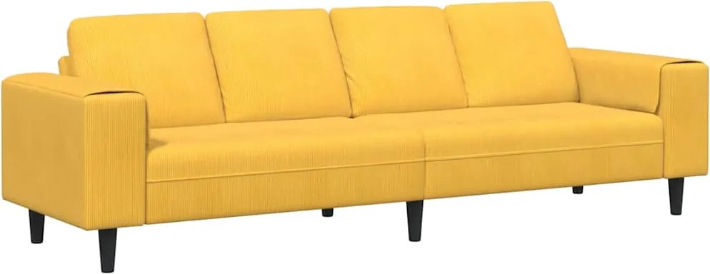 vidaXL Kanapé párnával Világos sárga 250 x 77 x 76 cm Bársonyos szövet