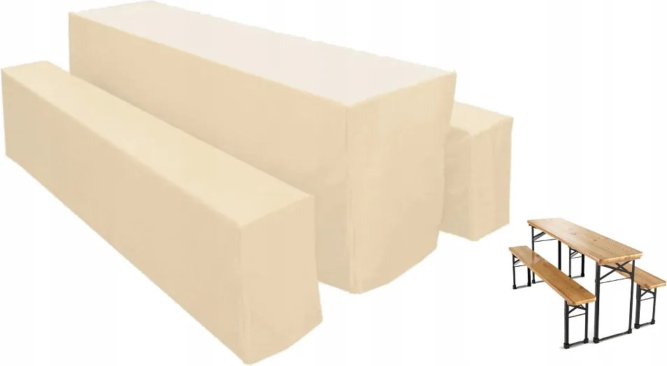 Asztalterítő Kerti Huzat Sörasztalhoz Padok Bézs Szett 180x50x76 cm